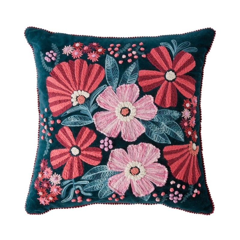 Berry Field Teal Cushion