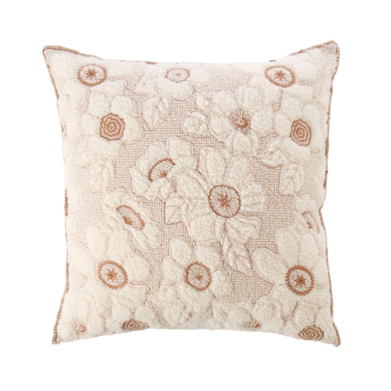 Dreamer Natural Floral Sherpa Cushion