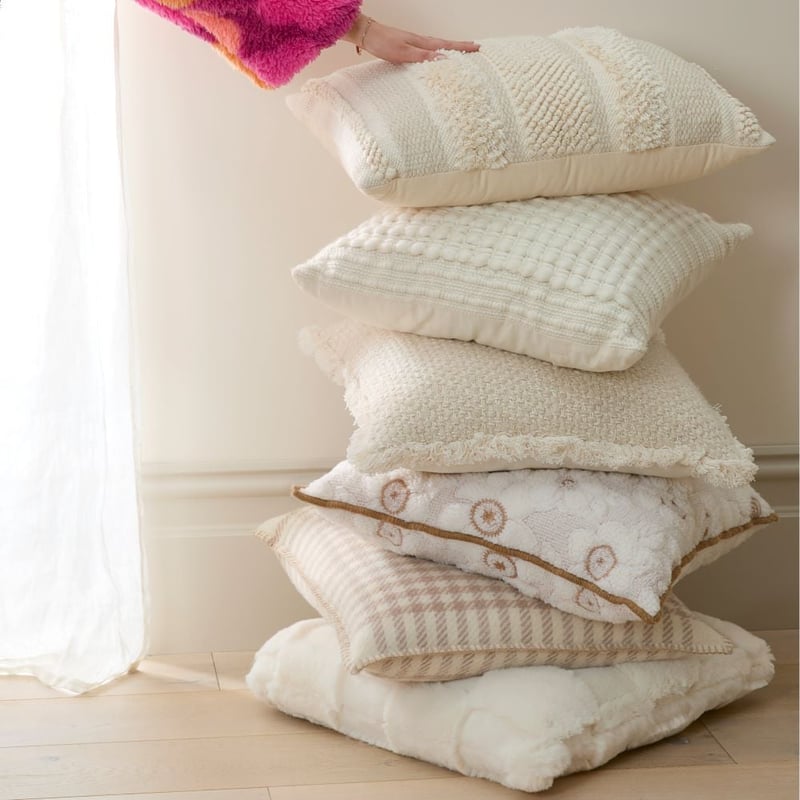 Dreamer Natural Floral Sherpa Cushion