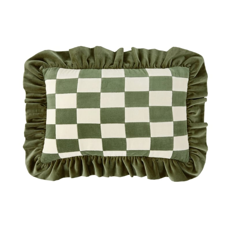 Taylor Green & Natural Velvet Cushion