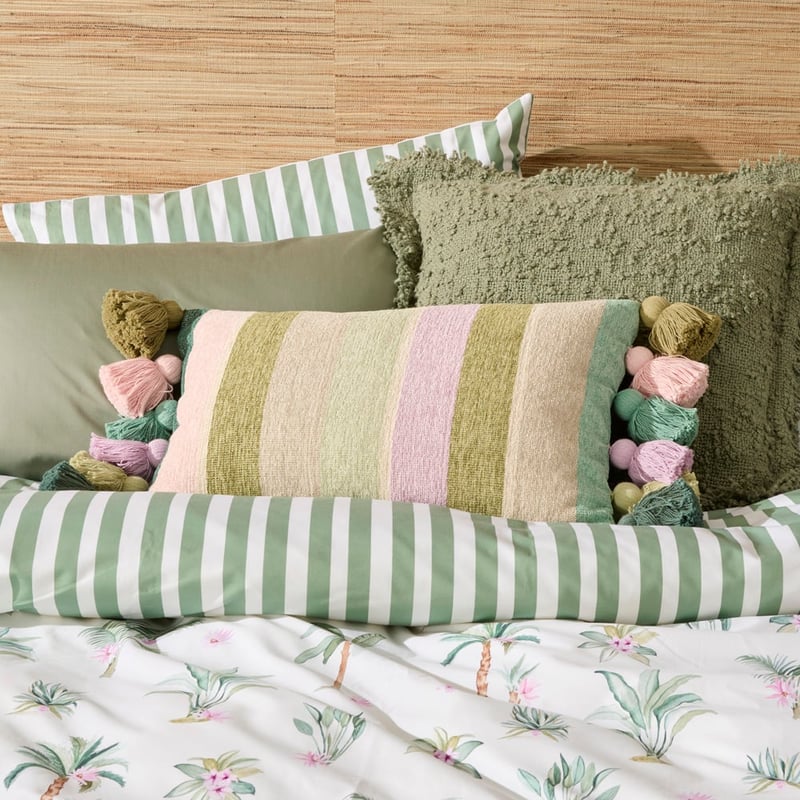 Global Traveller Greens Stripe Cushion