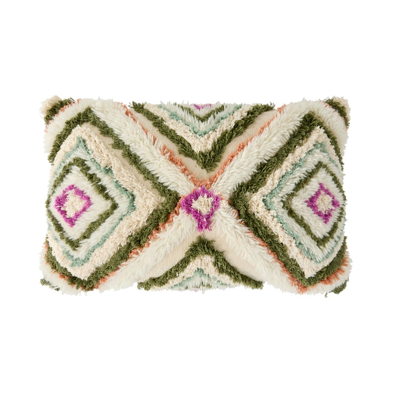 Cora Natural & Green Tufted Cushion