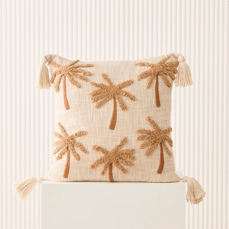 Palm Tobacco Tufted Cushion