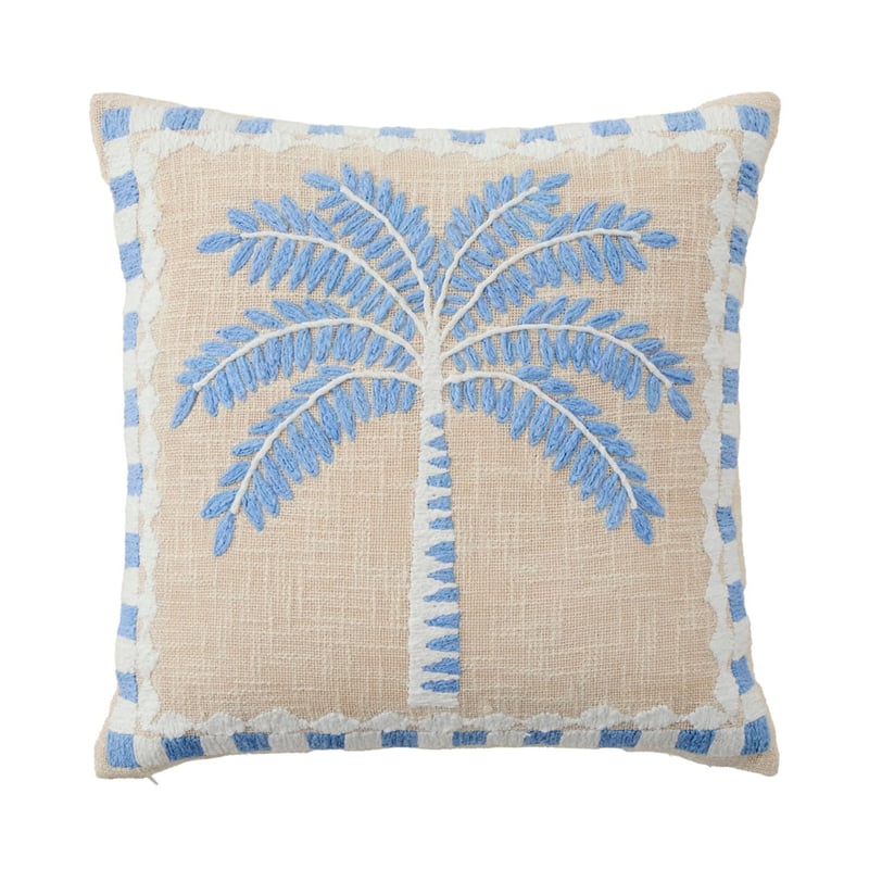 Kiki Palm Blue & Natural Cushion