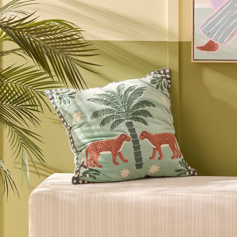 Global Traveller Green Velvet Cushion