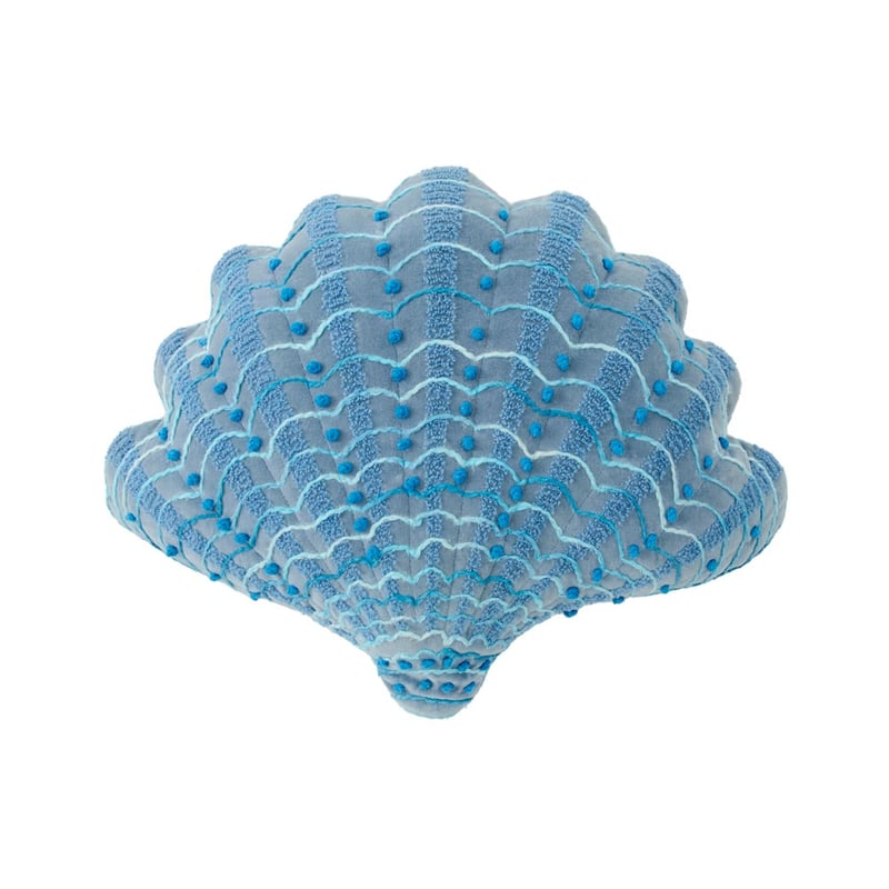 Shell Blue Velvet Cushion