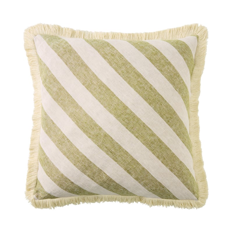 Lillie Natural & Green Diagonal Stripe Cushion