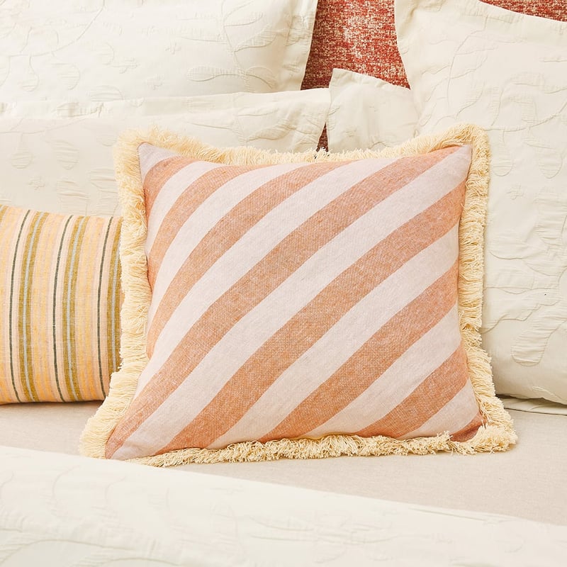 Lillie Natural & Pecan Diagonal Stripe Cushion