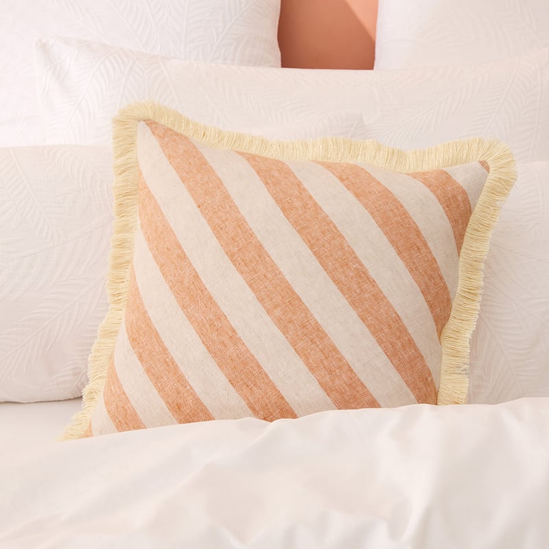 Lillie Natural & Pecan Diagonal Stripe Cushion