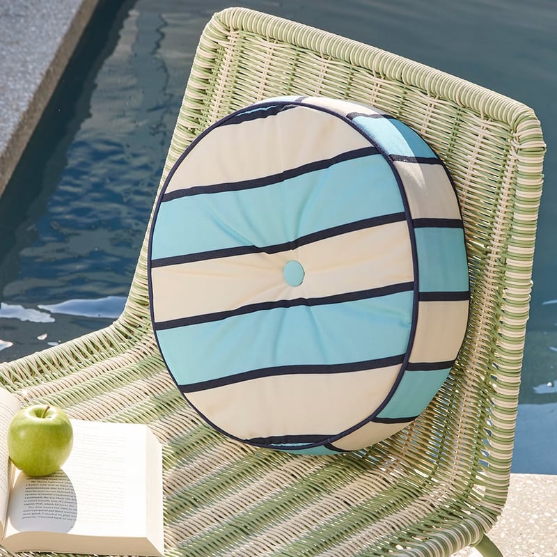 Blue Stripe Outdoor Round Cushion