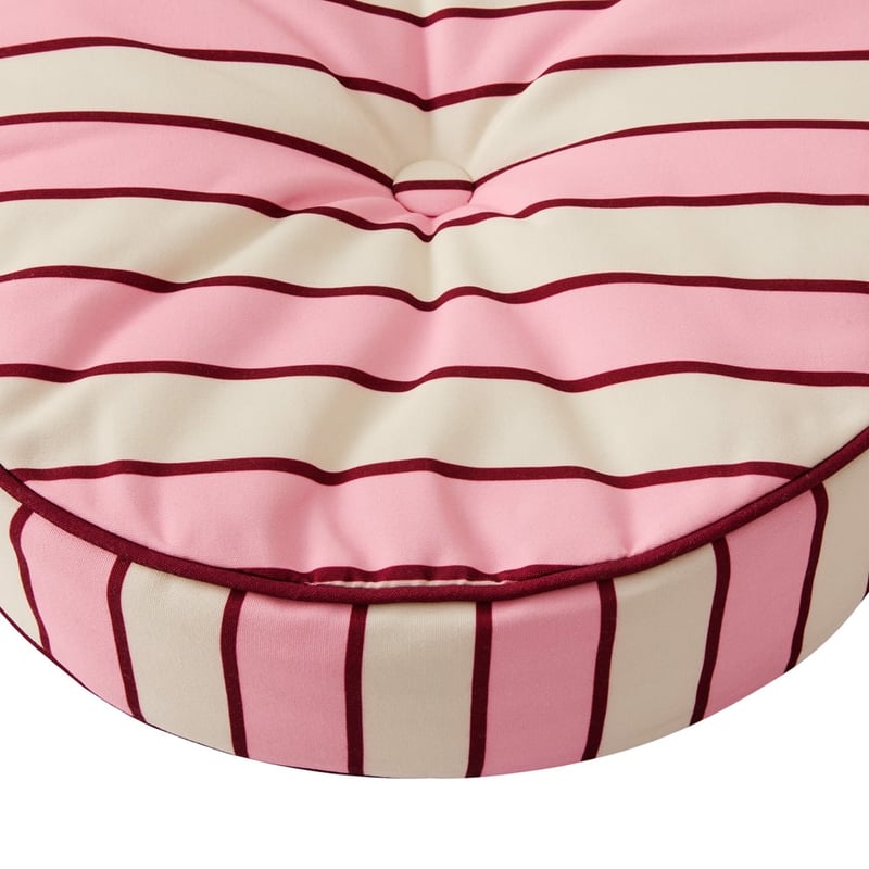 Pink Stripe Outdoor Round Cushion