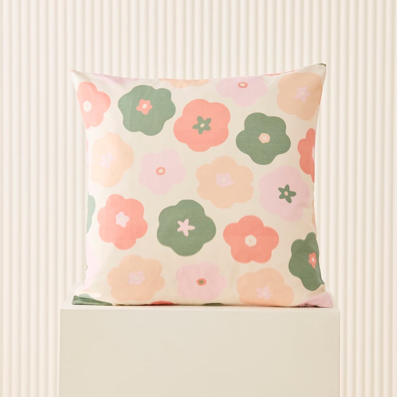 Milly Natural & Pink Floral Cushion