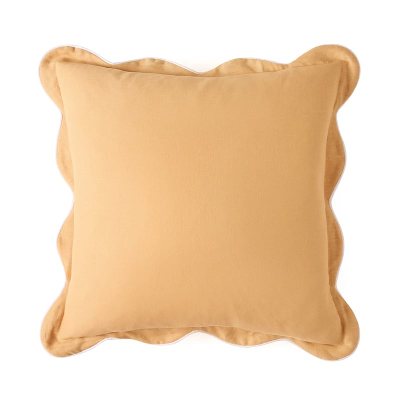 Emia Mustard & White Linen Cushion