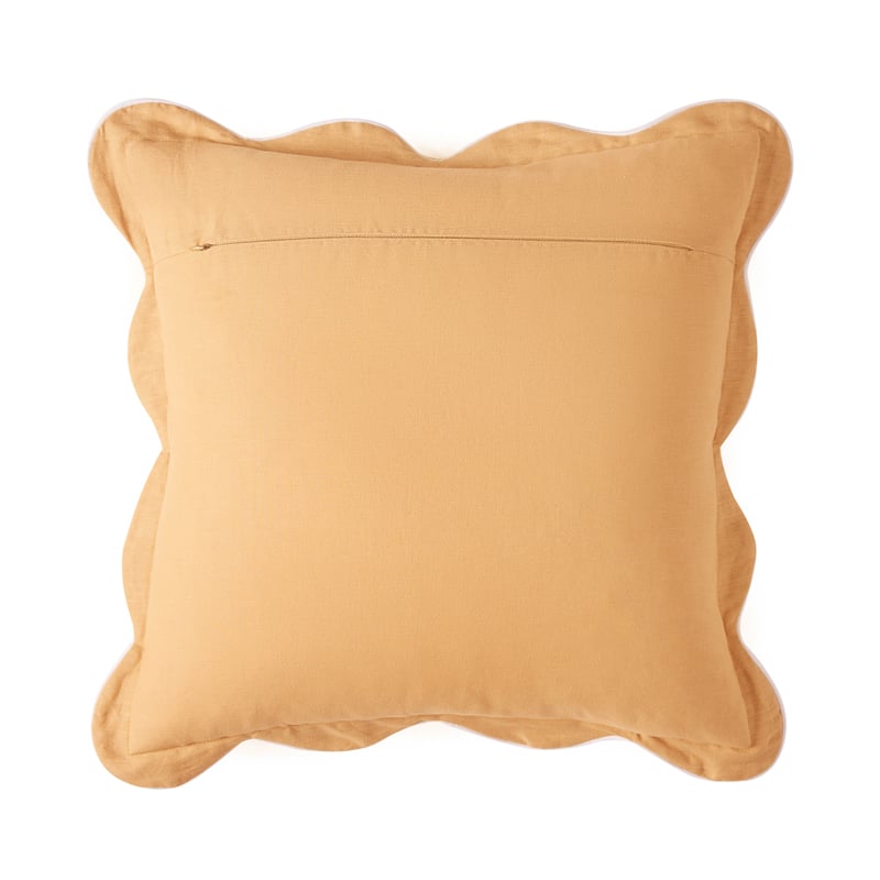 Emia Mustard & White Linen Cushion