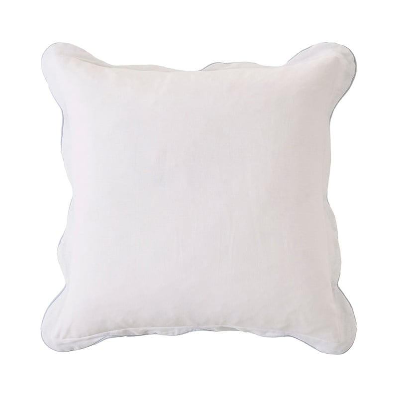 Emia White & Light Blue Linen Cushion