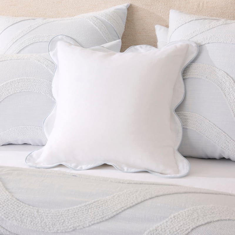 Emia White & Light Blue Linen Cushion