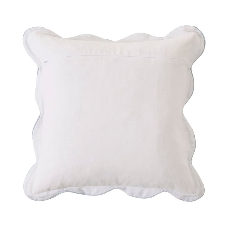 Emia White & Light Blue Linen Cushion