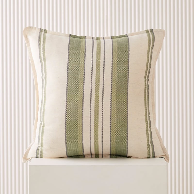 Colby Natural & Green Stripe Cushion