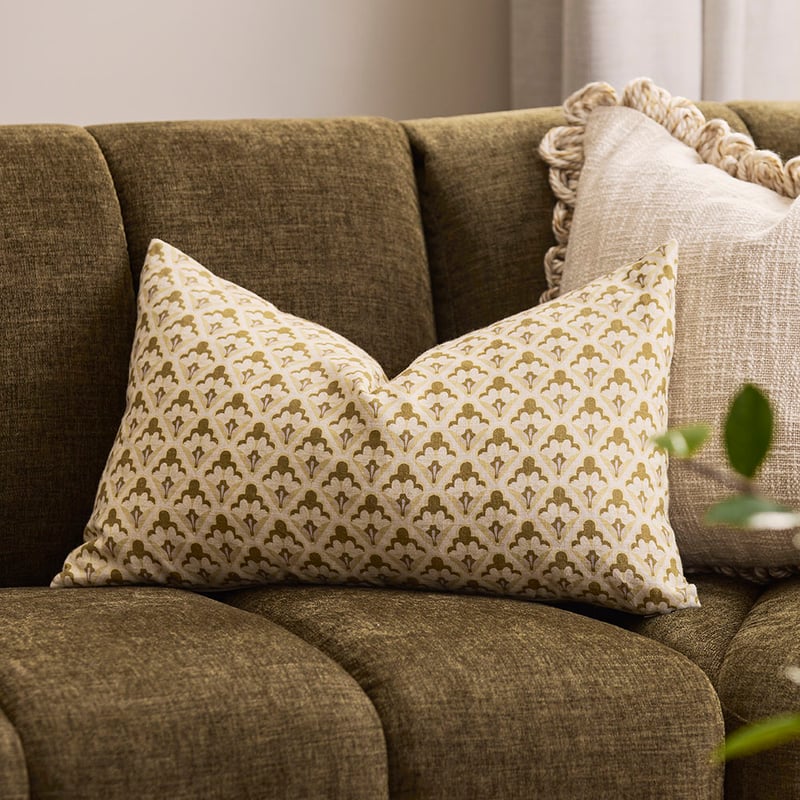 Auriela Olive Geo Cushion