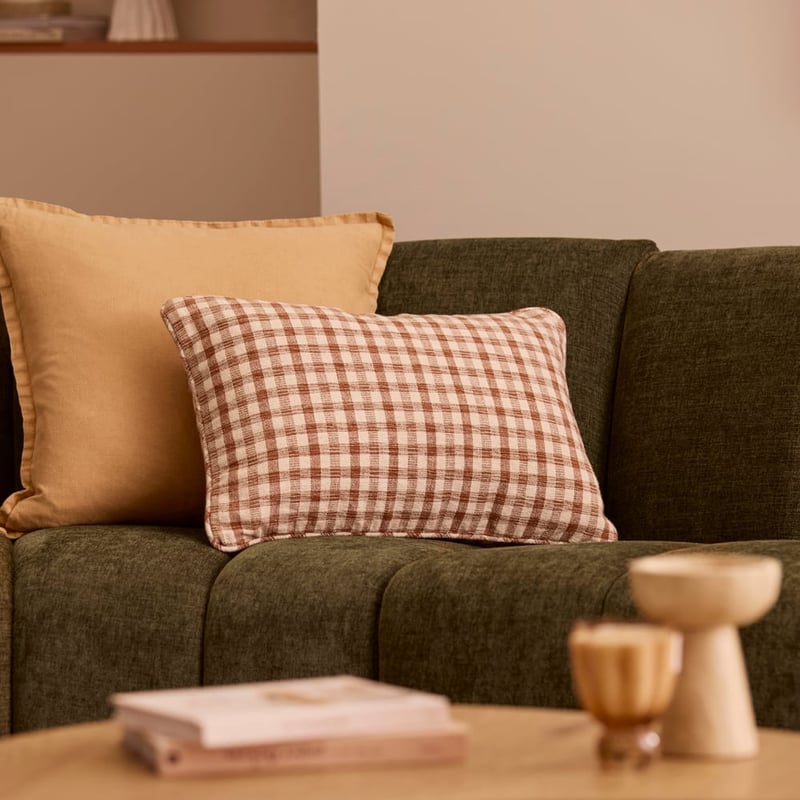 Hinton Almond Gingham Cushion