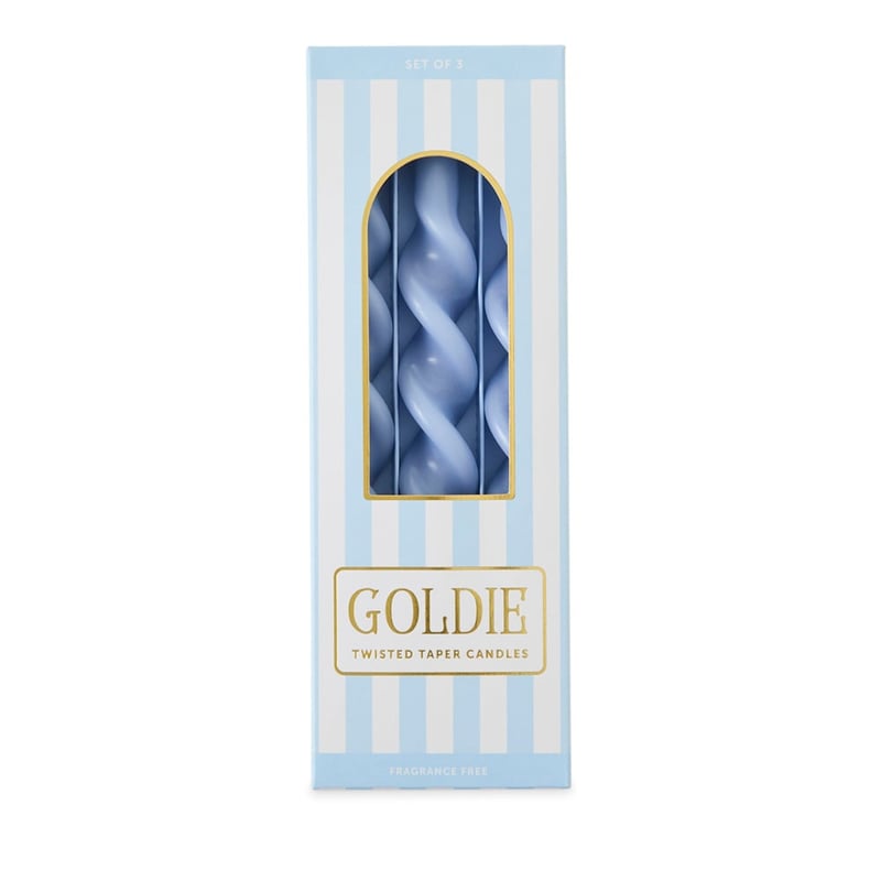 Goldie Soft Blue Taper Candles Pack of 3