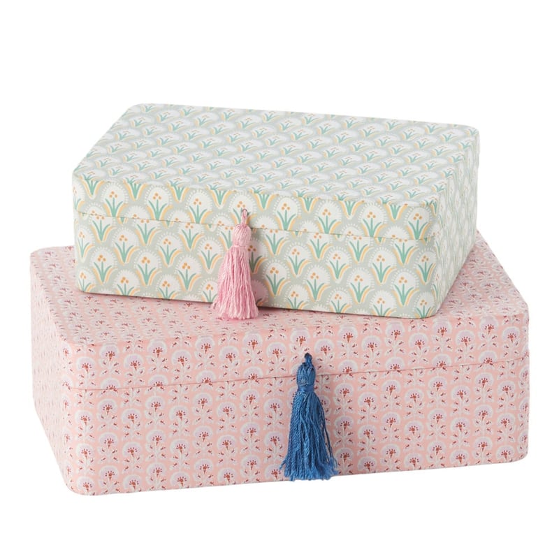 Woodblock Sage Floral Jewellery Box
