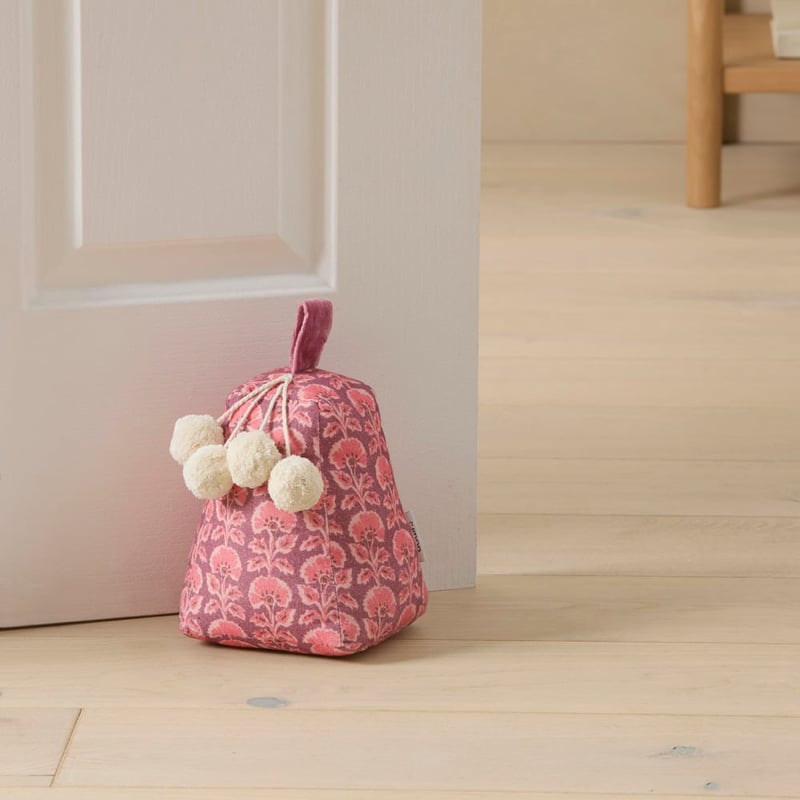 Woodblock Berry Floral Door Stop