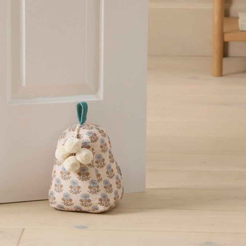 Woodblock Blue Daisy Door Stop