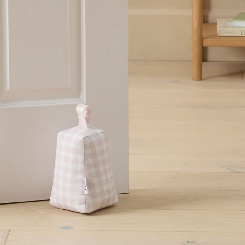 Inka Pink Gingham Door Stop
