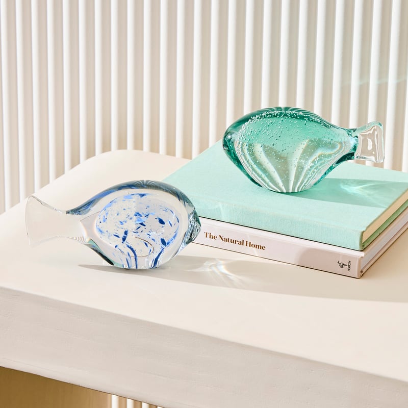 Glass Fish Clear & Green Ornament