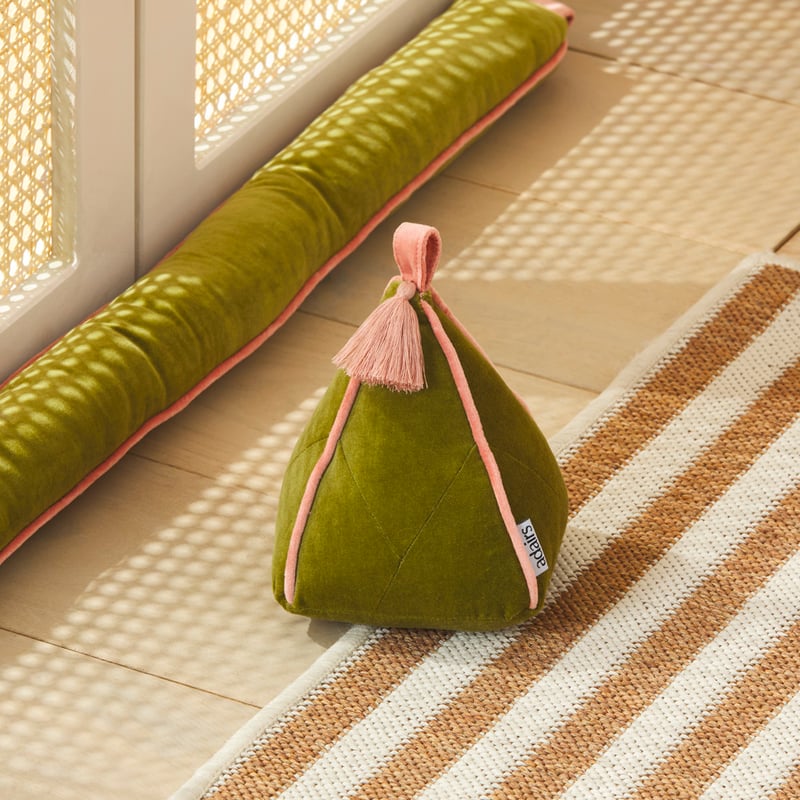 Green & Pink Velvet Contrast Door Stop