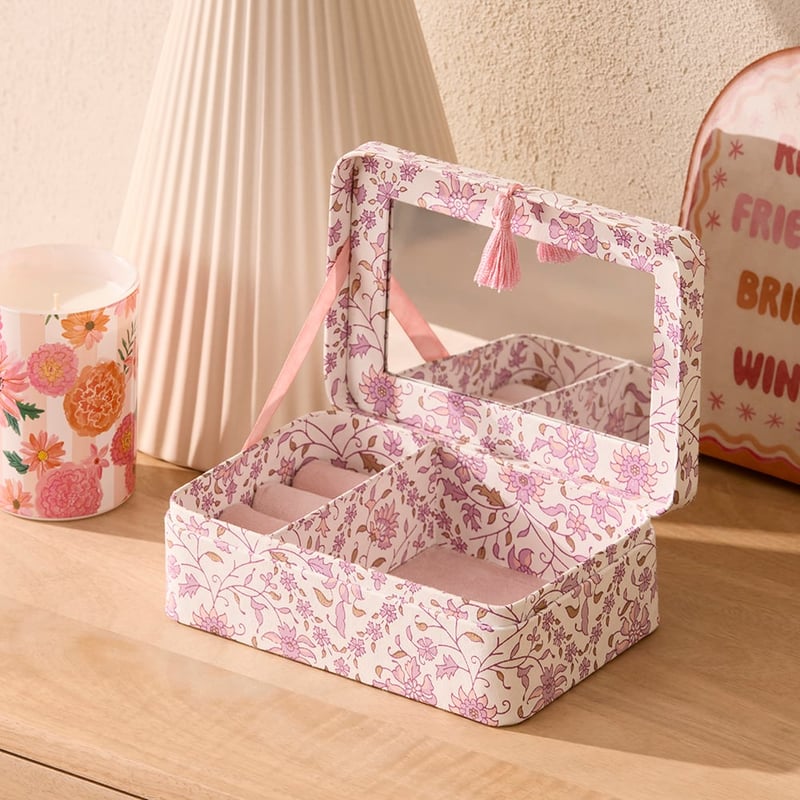 Lilac Block Printed Jewellery Box