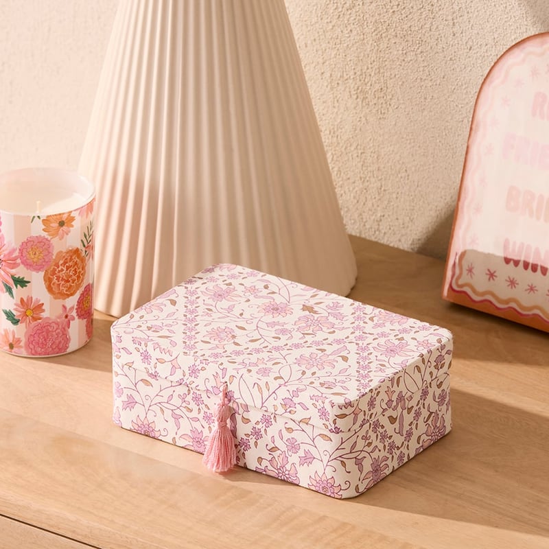 Lilac Block Printed Jewellery Box