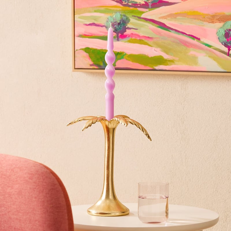 Palm Tree Gold Candleholder