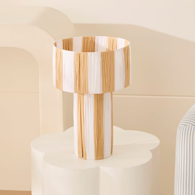 Coastal Villa Natural & White Stripe Table Light