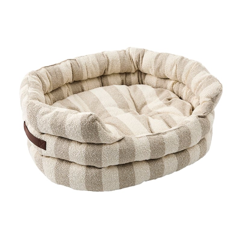 Ziggy White & Natural Stripe Pet Bed