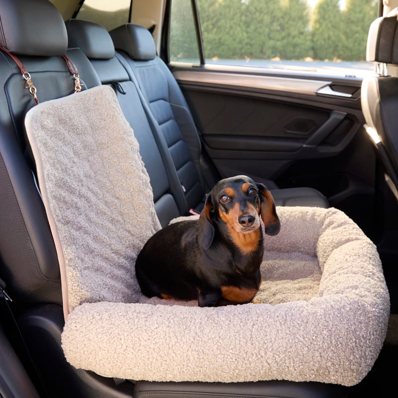 Maisy Beige Sherpa Fold-Out Pet Bed