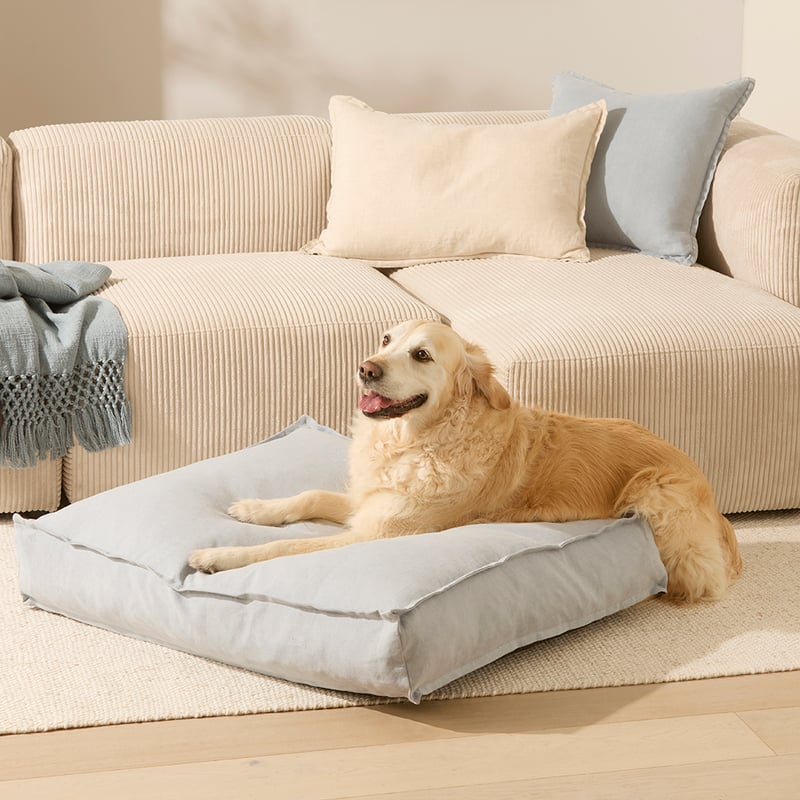 Belgian Light Denim Linen Pet Bed
