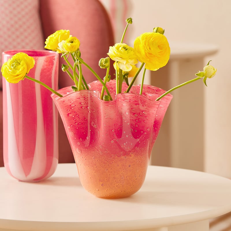 Fluted Ombre Blush Vase