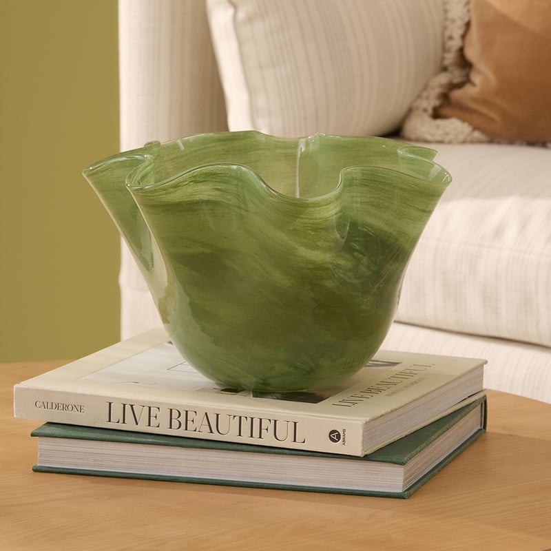 Fluted Green Bowl
