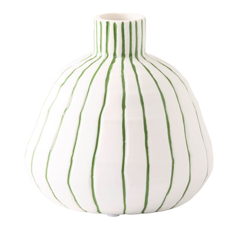 Elio Stripe White & Green Vase