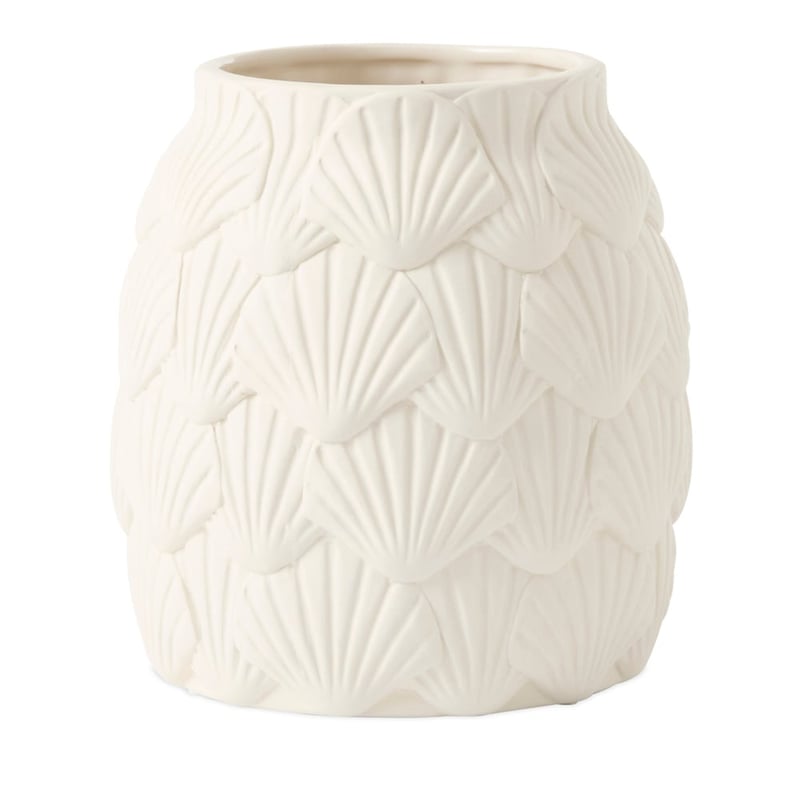 Embossed Botanica Off White Shells Vase