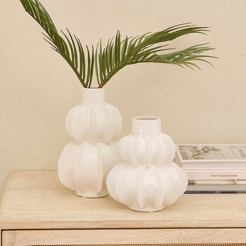 Sculptural Fin White Vase