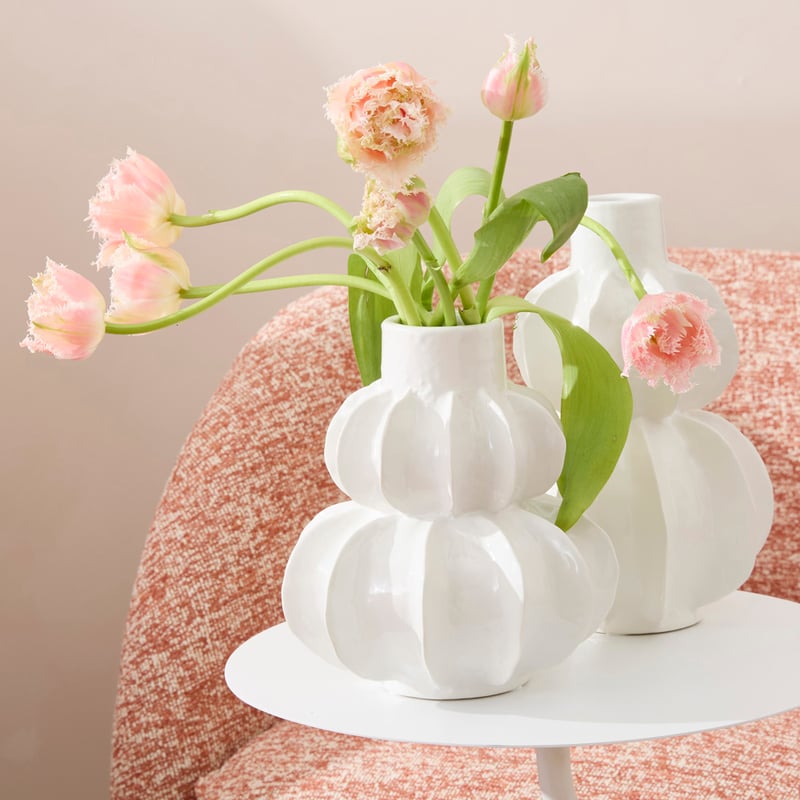 Sculptural Fin White Vase