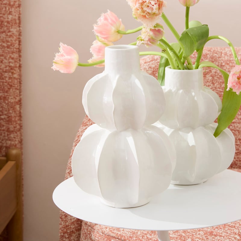 Sculptural Fin White Vase