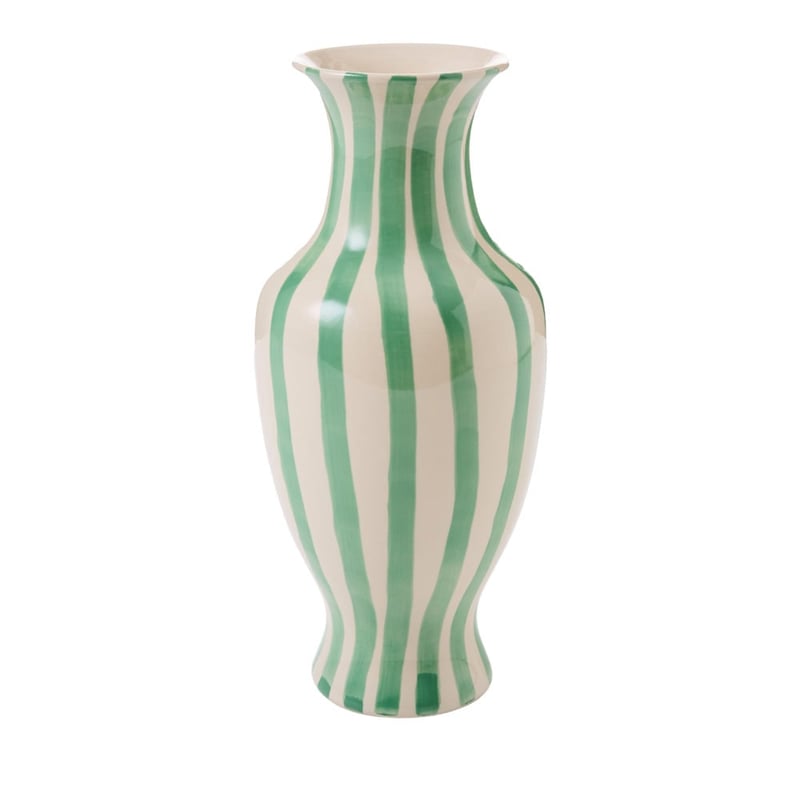 Cleo White & Green Stripe Vase