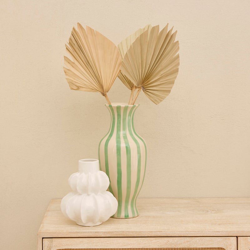 Cleo White & Green Stripe Vase