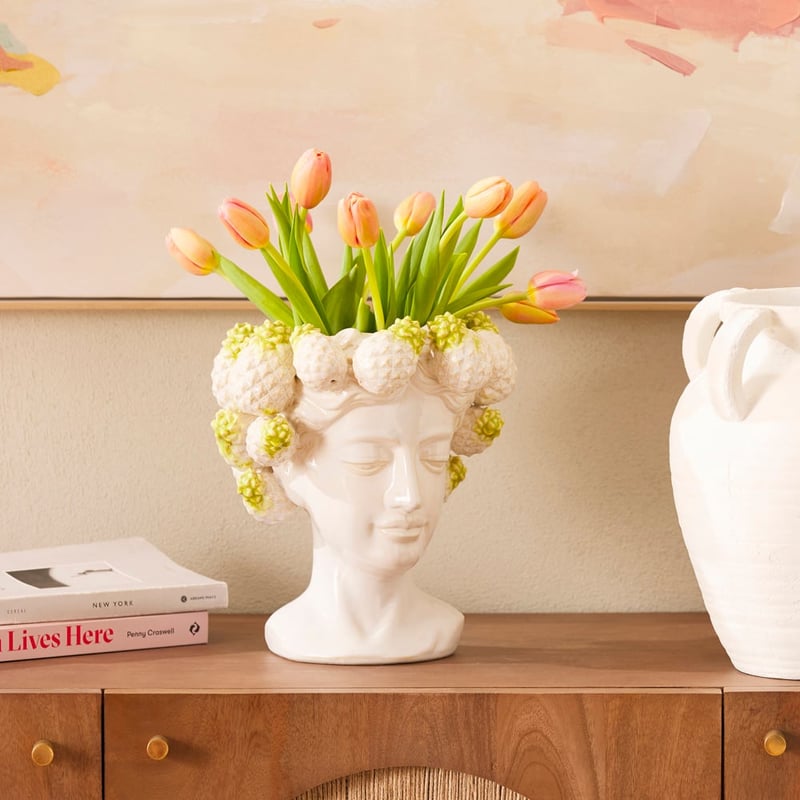 Pineapple White & Green Vase