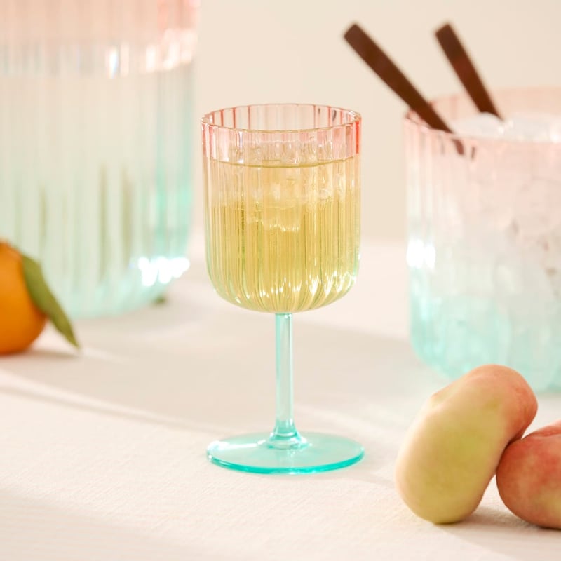 Positano Blue & Pink Wine Glass