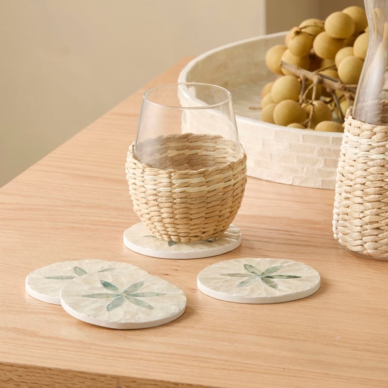 Sicily Capiz Ivory Starburst Coasters Set of 4